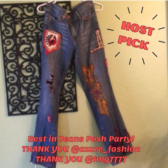 Super Hippified ~ ONE-OF-A-KIND GAP Bell-Bottom Long & Lean Jeans - Picture 10 of 10
